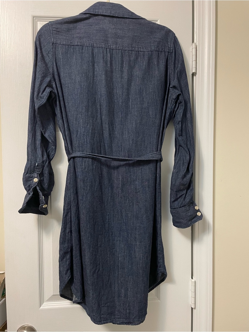 Universal Thread Indigo Chambray Long-Sleeve Shirt Dress with Tie Waist - Picture 2 of 6